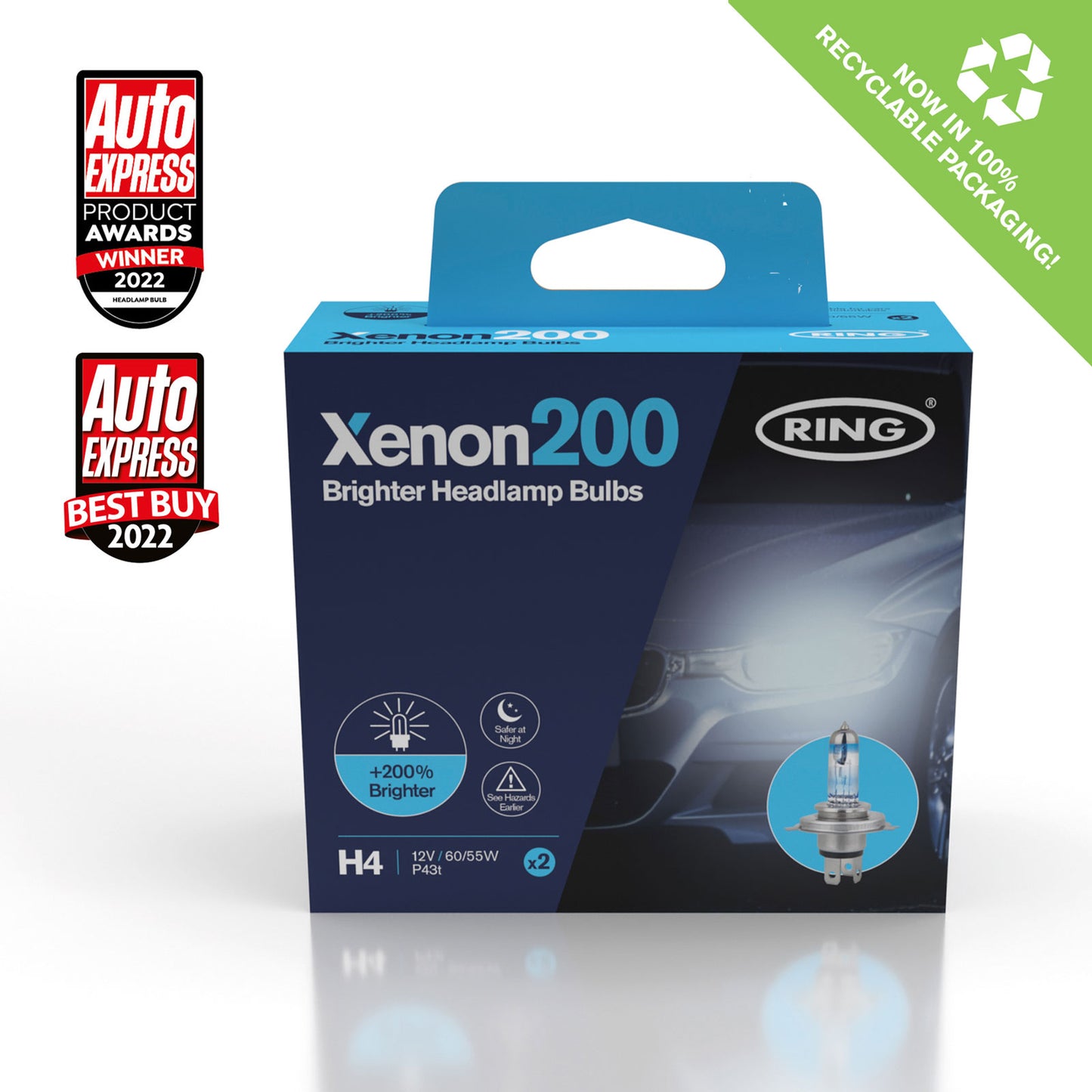 H4 Xenon200 Brighter Headlamp Ring Dual Pack